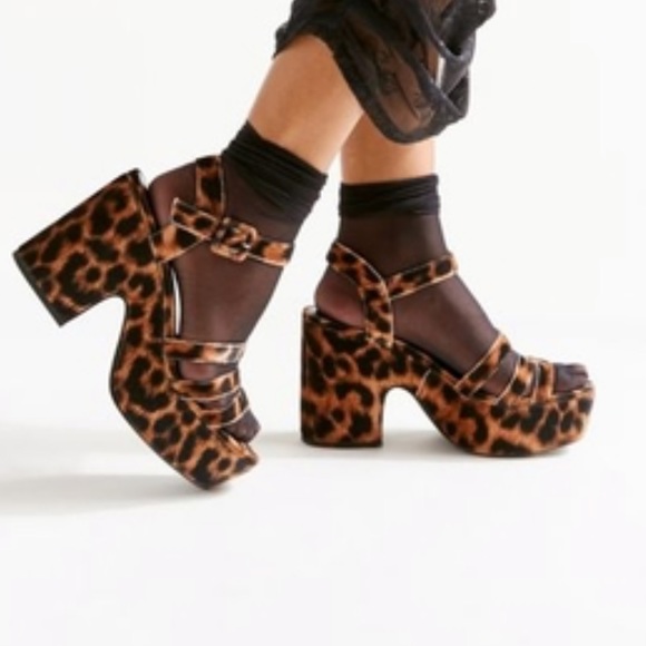 Urban Outfitters Shoes - NWT UO Leopard Velvet Avery Platform Heel Sandals